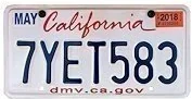 California license plate