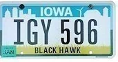 Iowa license plate