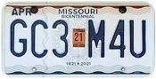 Missouri license plate