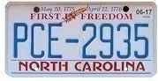 North Carolina license plate
