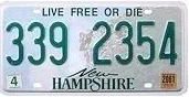New Hampshire license plate