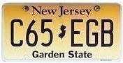 New Jersey license plate