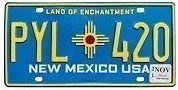 New Mexico license plate