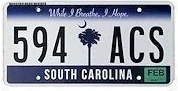 South Carolina license plate