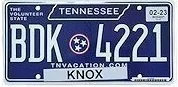 Tennessee license plate