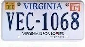 Virginia license plate